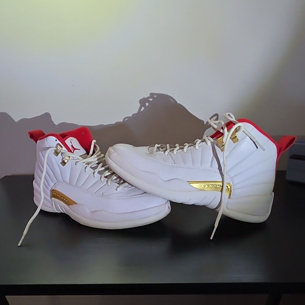 Jordan Air Jordan 12 Retro FIBA White/Red/Gold 130690-107 Men's Sneaker 7.5 mens